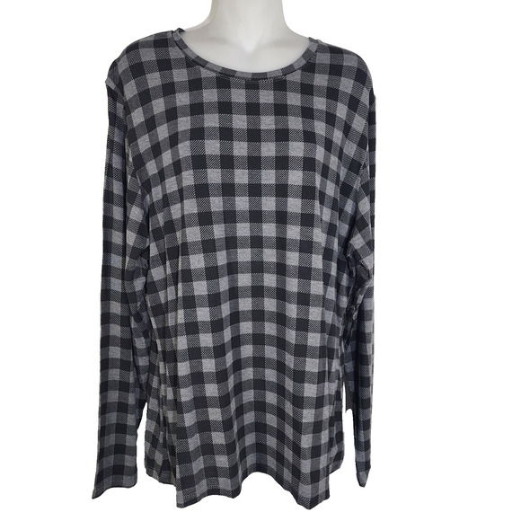 Cuddl Duds Womens Top Softwear Stretch Long Sleeve Crew Neck Buffalo Check 2X - Picture 1 of 9